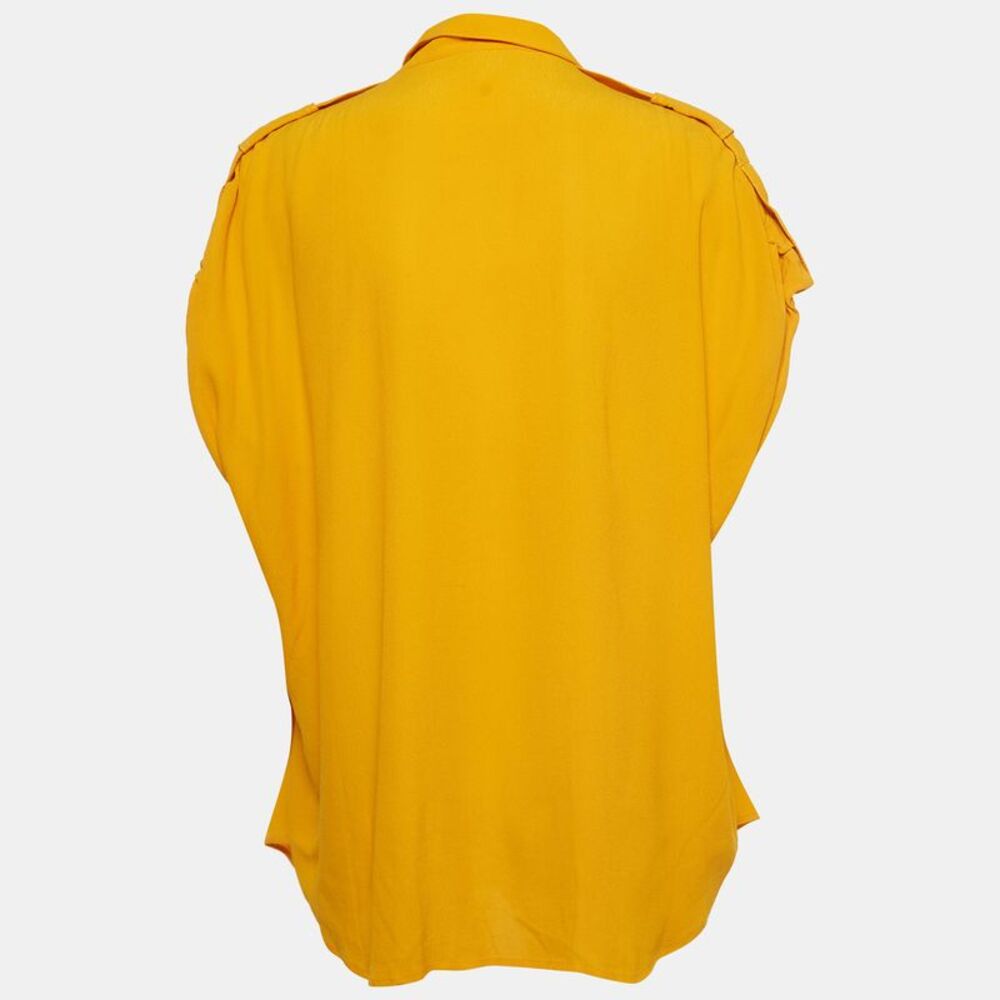 Diane Von Furstenberg Orange Crepe Karin Gathered Sleeve Blouse S - Picture 2 of 4